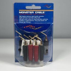 Monster Cable 24K Gold Speaker Cable Connectors Twist Crimp Angled NOS